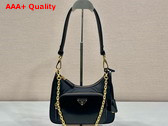 Prada Re Nylon and Brushed Leather Mini Bag in Black 1BC198 Replica