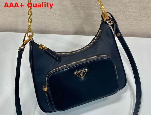 Prada Re Nylon and Brushed Leather Mini Bag in Black 1BC198 Replica