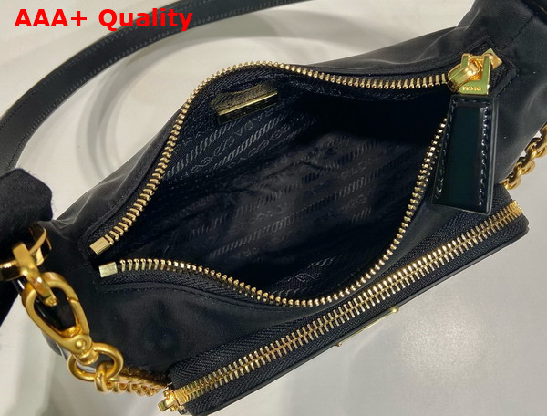 Prada Re Nylon and Brushed Leather Mini Bag in Black 1BC198 Replica