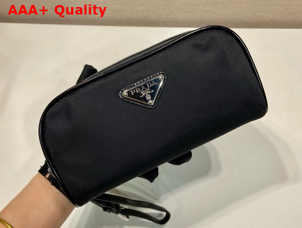 Prada Re Nylon and Brushed Leather Pouch in Black 2NE063 Replica