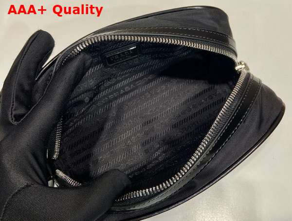 Prada Re Nylon and Brushed Leather Pouch in Black 2NE063 Replica