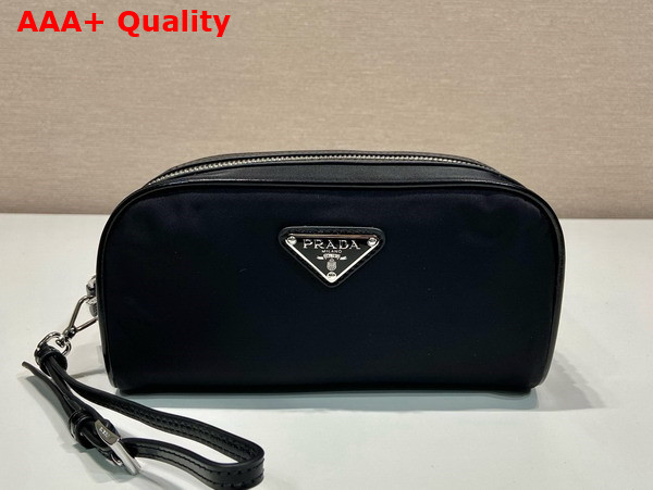 Prada Re Nylon and Brushed Leather Pouch in Black 2NE063 Replica