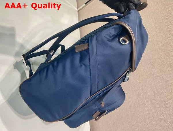 Prada Re Nylon and Leather Backpack in Blue and Coffee 2VZ135 Replica