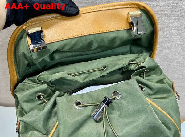 Prada Re Nylon and Leather Backpack in Military Caramel 2VZ135 Replica