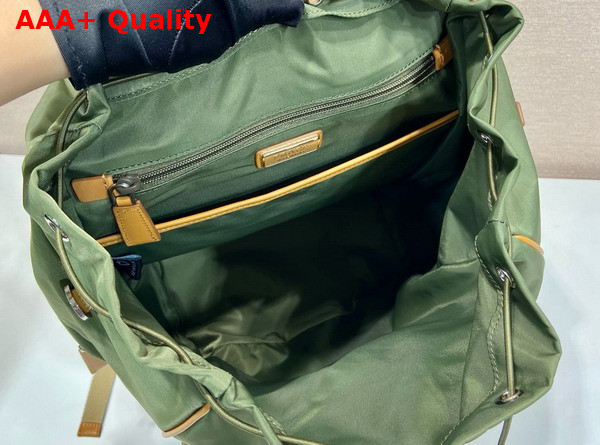 Prada Re Nylon and Leather Backpack in Military Caramel 2VZ135 Replica