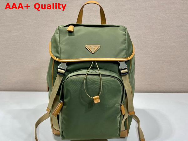 Prada Re Nylon and Leather Backpack in Military Caramel 2VZ135 Replica