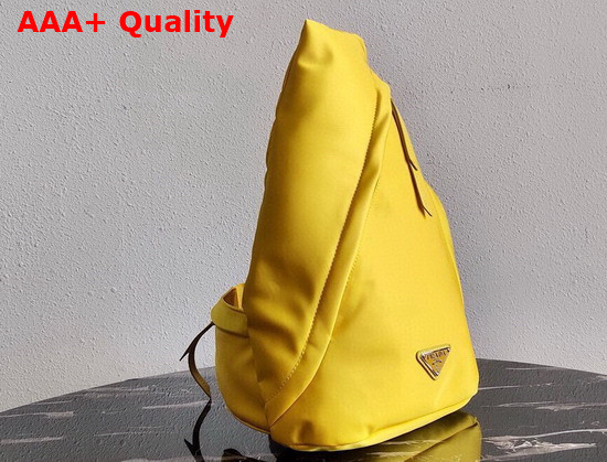 Prada Re Nylon and Leather Backpack in Yellow 2VZ092 Replica