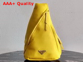 Prada Re Nylon and Leather Backpack in Yellow 2VZ092 Replica