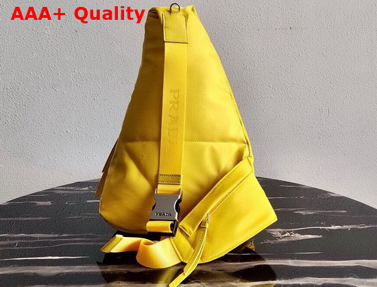 Prada Re Nylon and Leather Backpack in Yellow 2VZ092 Replica