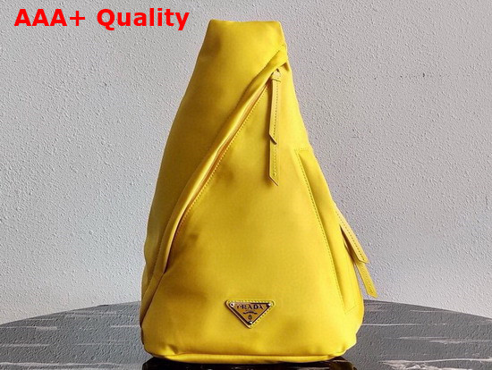 Prada Re Nylon and Leather Backpack in Yellow 2VZ092 Replica