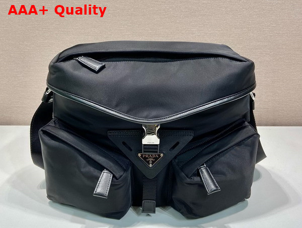 Prada Re Nylon and Leather Shoulder Bag in Black 2VD062 Replica