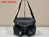 Prada Re Nylon and Leather Shoulder Bag in Black 2VD062 Replica