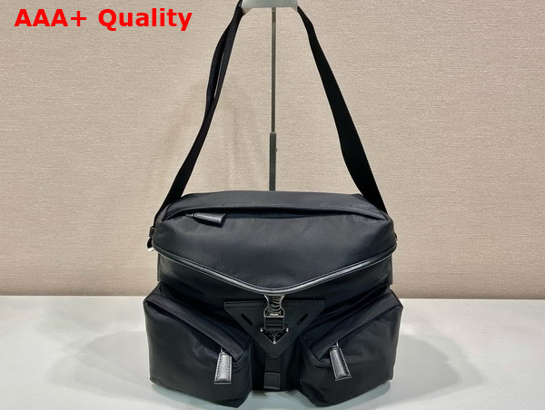 Prada Re Nylon and Leather Shoulder Bag in Black 2VD062 Replica