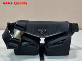 Prada Re Nylon and Leather Shoulder Bag in Black 2VH174 Replica