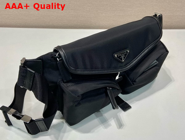 Prada Re Nylon and Leather Shoulder Bag in Black 2VH174 Replica