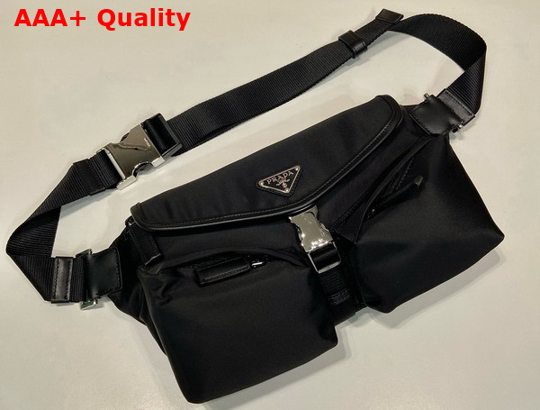 Prada Re Nylon and Leather Shoulder Bag in Black 2VH174 Replica