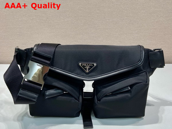 Prada Re Nylon and Leather Shoulder Bag in Black 2VH174 Replica