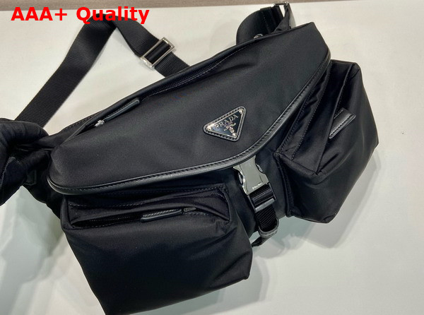 Prada Re Nylon and Leather Shoulder Bag in Black 2VH175 Replica