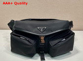 Prada Re Nylon and Leather Shoulder Bag in Black 2VH175 Replica