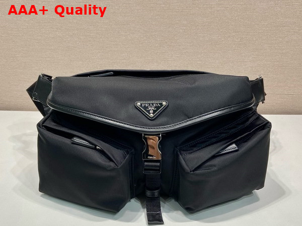 Prada Re Nylon and Leather Shoulder Bag in Black 2VH175 Replica