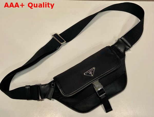 Prada Re Nylon and Leather Shoulder Bag in Black 2VH176 Replica