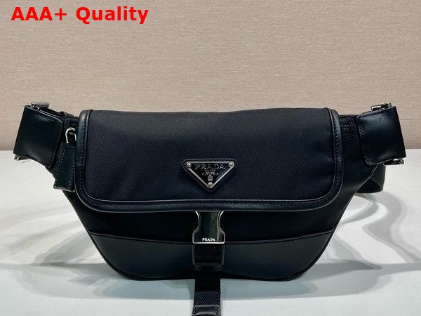 Prada Re Nylon and Leather Shoulder Bag in Black 2VH176 Replica