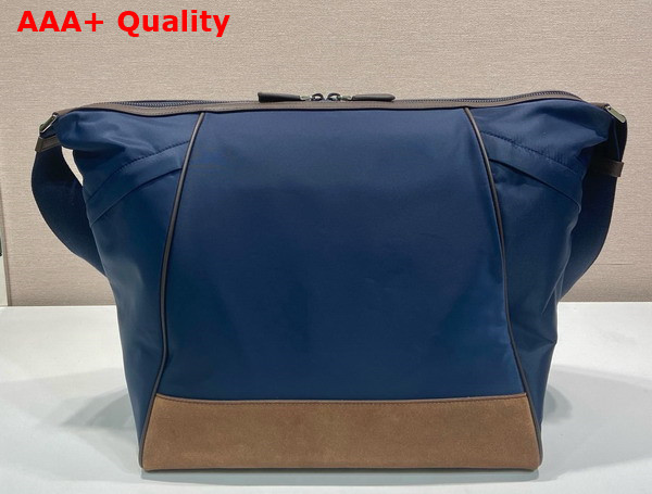 Prada Re Nylon and Leather Shoulder Bag in Blue and Coffee 2VH180 Replica