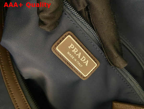 Prada Re Nylon and Leather Shoulder Bag in Blue and Coffee 2VH180 Replica