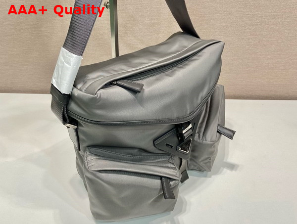 Prada Re Nylon and Leather Shoulder Bag in Iron Grey 2VD062 Replica