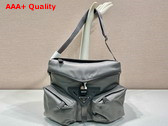 Prada Re Nylon and Leather Shoulder Bag in Iron Grey 2VD062 Replica