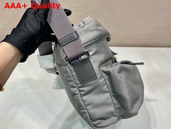 Prada Re Nylon and Leather Shoulder Bag in Iron Grey 2VD062 Replica