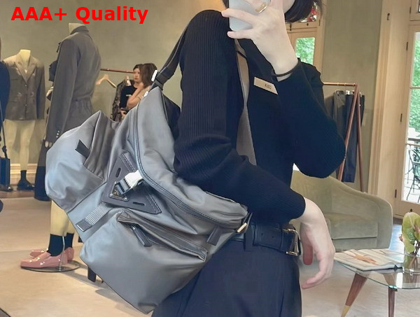 Prada Re Nylon and Leather Shoulder Bag in Iron Grey 2VD062 Replica