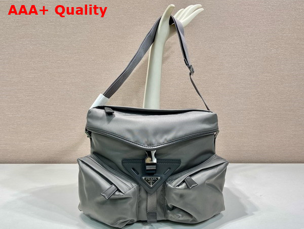 Prada Re Nylon and Leather Shoulder Bag in Iron Grey 2VD062 Replica