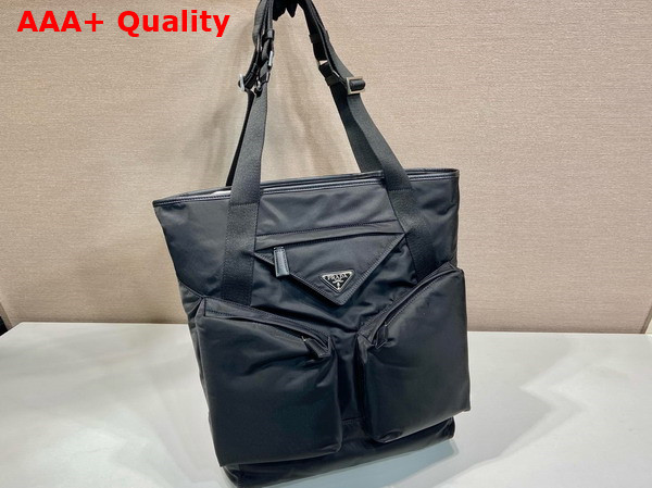 Prada Re Nylon and Leather Tote Bag in Black 2VG120 Replica