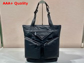 Prada Re Nylon and Leather Tote Bag in Black 2VG120 Replica