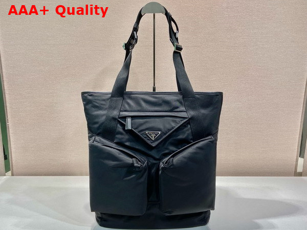 Prada Re Nylon and Leather Tote Bag in Black 2VG120 Replica