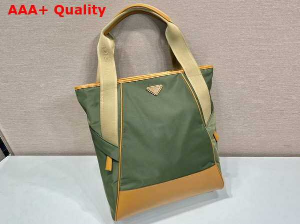 Prada Re Nylon and Leather Tote Bag in Military Caramel 2VG119 Replica