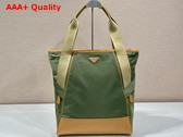 Prada Re Nylon and Leather Tote Bag in Military Caramel 2VG119 Replica