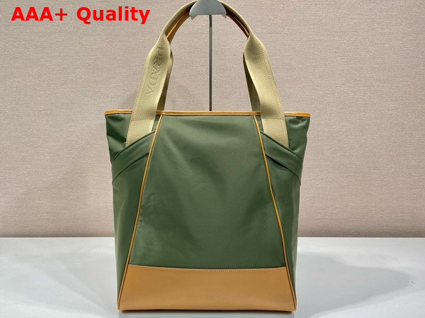 Prada Re Nylon and Leather Tote Bag in Military Caramel 2VG119 Replica