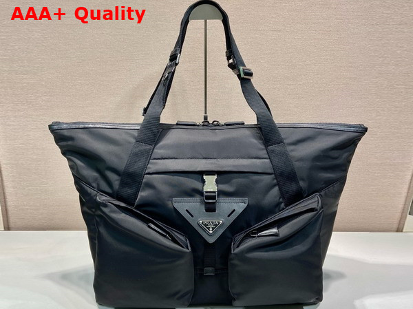 Prada Re Nylon and Leather Travel Bag in Black 2VC040 Replica