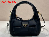 Prada Re Nylon and Nappa Leather Mini Bag with Bow Black 1BC241 Replica