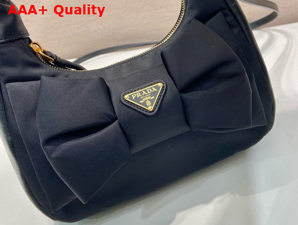 Prada Re Nylon and Nappa Leather Mini Bag with Bow Black 1BC241 Replica