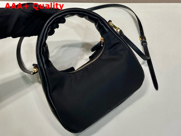 Prada Re Nylon and Nappa Leather Mini Bag with Bow Black 1BC241 Replica