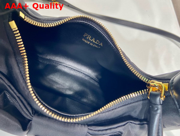 Prada Re Nylon and Nappa Leather Mini Bag with Bow Black 1BC241 Replica