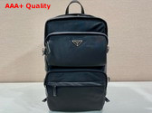 Prada Re Nylon and Saffiano Leather Backpack in Black 2VZ101 Replica