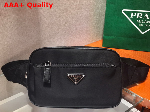 Prada Re Nylon and Saffiano Leather Belt Bag in Black 2VL977 Replica