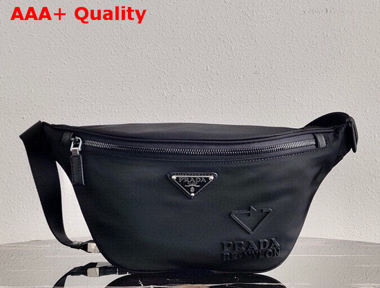 Prada Re Nylon and Saffiano Leather Belt Bag in Black Replica