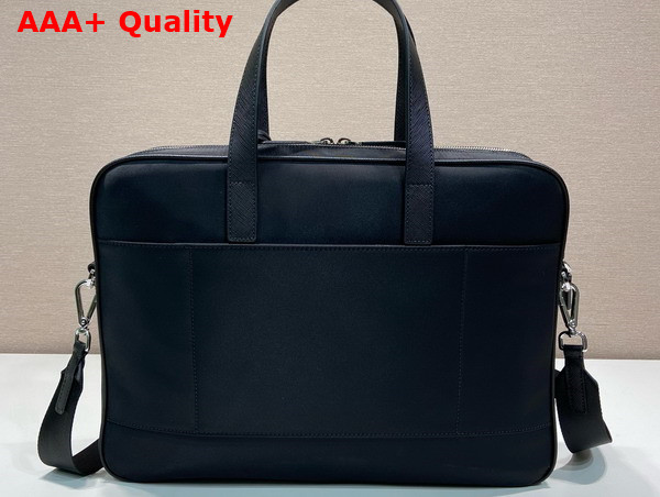 Prada Re Nylon and Saffiano Leather Briefcase in Black 2VE005 Replica