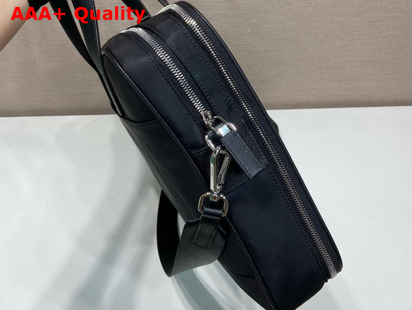 Prada Re Nylon and Saffiano Leather Briefcase in Black 2VE005 Replica