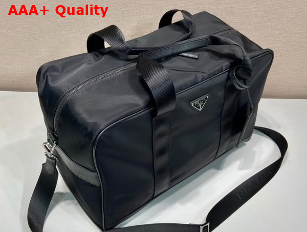 Prada Re Nylon and Saffiano Leather Duffle Bag in Black Replica